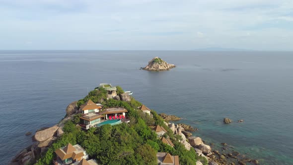 Flying over Coral Bay to Shark Island