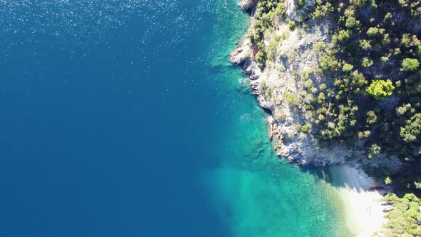 Aerial shot of a beautiful coastline in Croatia.