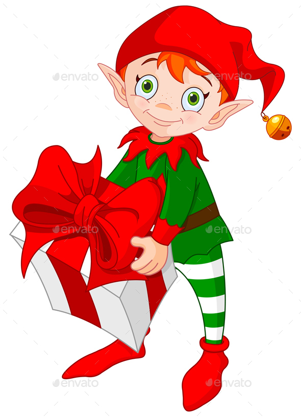 Christmas Elf with Gift