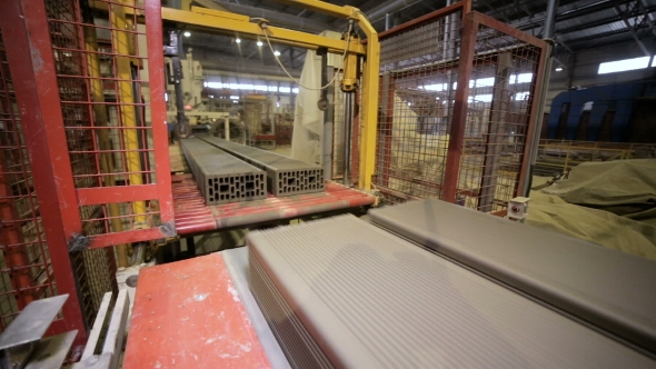 Building Blocks, Bricks Production. Conveyor With Building Bricks At a Bricks Production Plant.