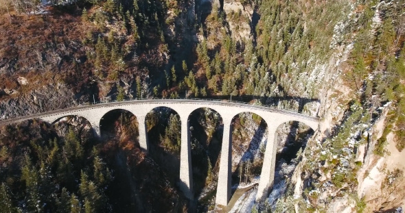 Beautiful Viaduct In Switzerland, Aerial View