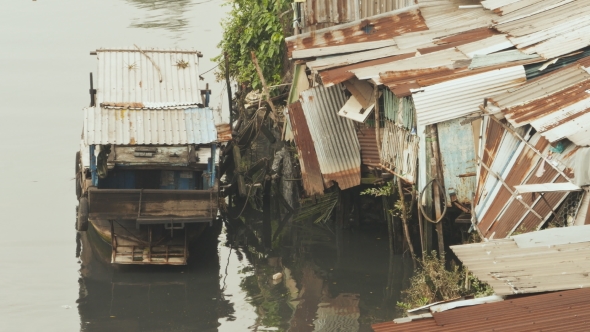 Slum On The River. Saigon. Vietnam.