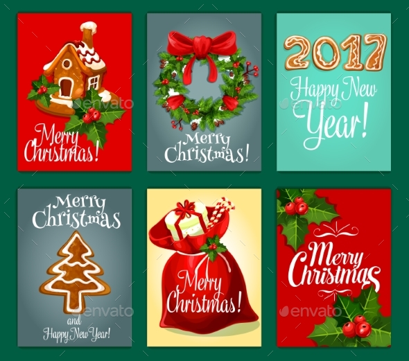 Christmas Gifts Greeting Card Set for Xmas Design