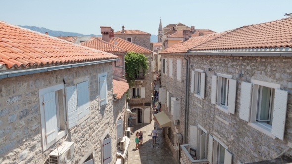 Of Red Roofs And Street In Budva