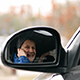 Male Sitting in a Car and Talking on Mobile Phone, Shot With Mirror Car - VideoHive Item for Sale