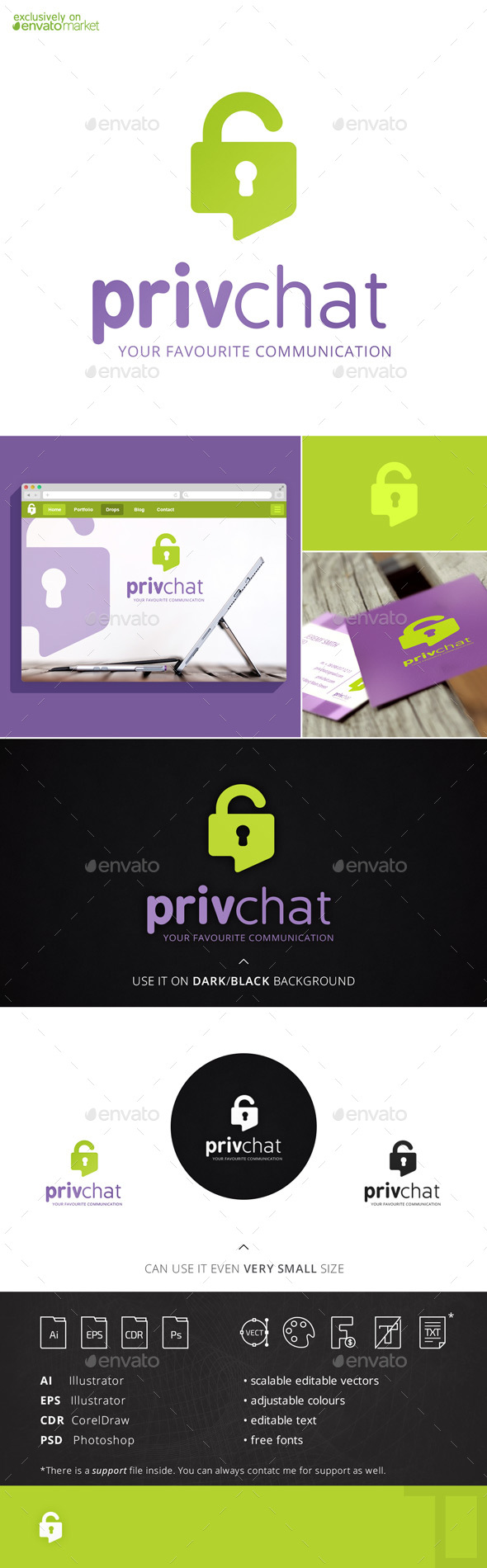 Privchat Safe Chat Logo Template