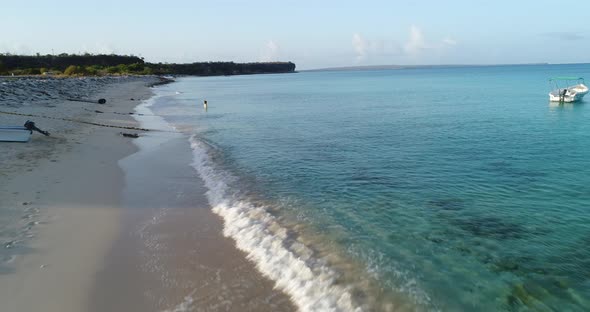 Drone flight in the jaragua national park, watching the waves and the warm waters on a wonderful mor