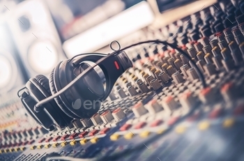  Studio. Sound Mixing Desk. Sound Mastering For Radio and TV Broadcast.