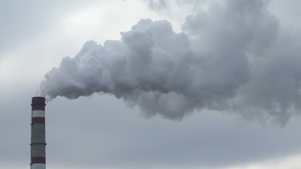 Footage Industrial Chimneys Emits Toxic Pollutants Into The Sky Polluting The Environment