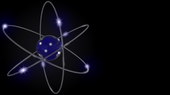 Blue Stylized Atom and Electron Orbits