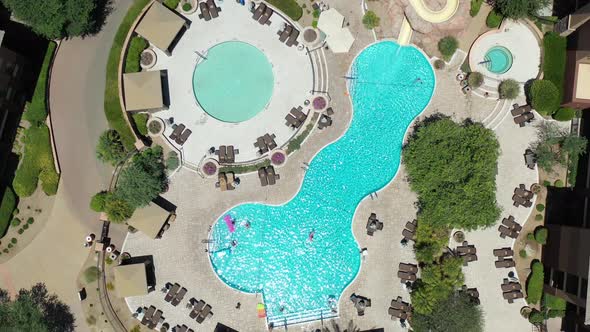 Rotating Aerial Of A Resort Pool