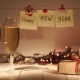 Champagne. Two Flutes with Sparkling Champagne Over Holiday Bokeh Blinking Background. Full  1080p - VideoHive Item for Sale