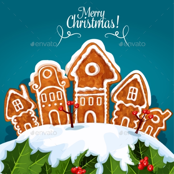 Merry Christmas Gingerbread House Poster