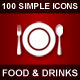130 Simple Icons • FOOD & DRINKS • - GraphicRiver Item for Sale