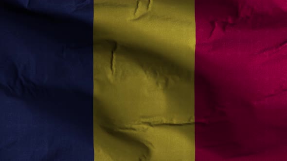 Chad Flag Textured Waving Background 4K