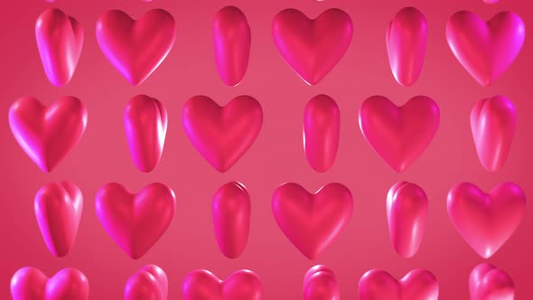Animated Heart Romantic Symbol Rotating On Pink Background For Valentines Day