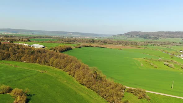 Aerial shot of the wide Farmland