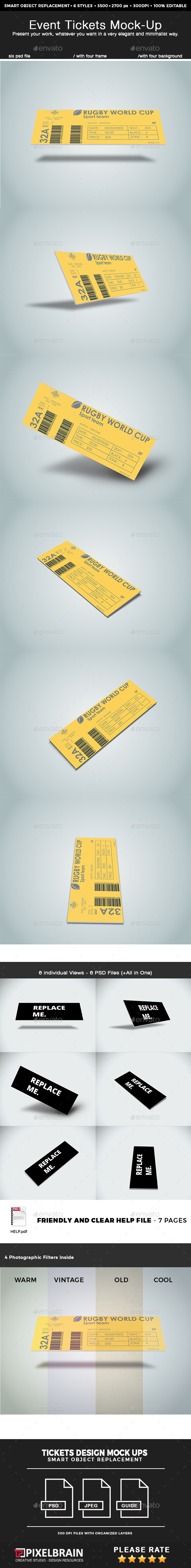 Download Event Ticket Mockup Graphics Designs Templates PSD Mockup Templates