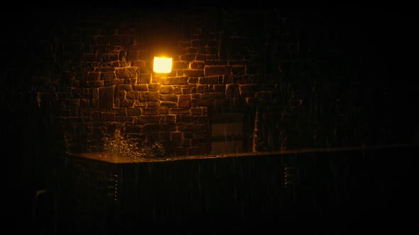 Security Light On Building In The Rain