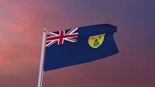 Flag Of Turks And Caicos Islands Waving