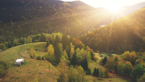 Aerial Flight in Carpathian Mountains