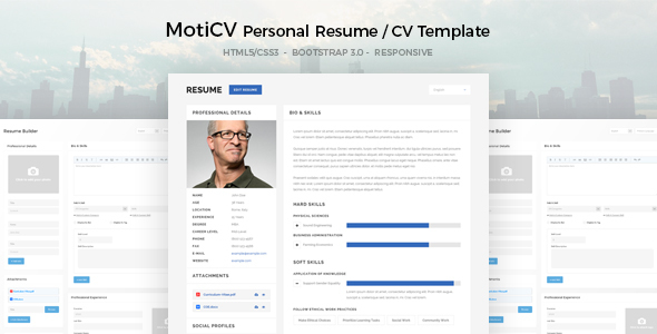 Bootstrap Resume Template Free from previews.customer.envatousercontent.com