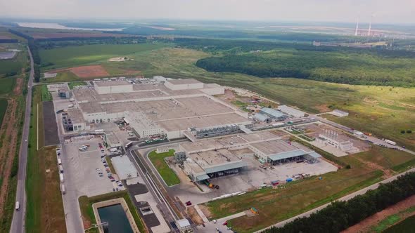 Aerial view of modern industrial factory