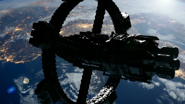 Space Station Orbiting Earth alt