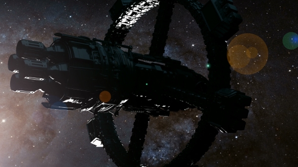 Space Ship and Milky Way Stars alt