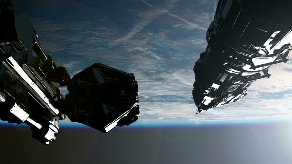 Space Station Orbiting Earth alt