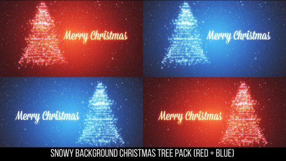 Snowy Backgrounds with a Rotating Christmas Tree of Shiny Particles Pack alt