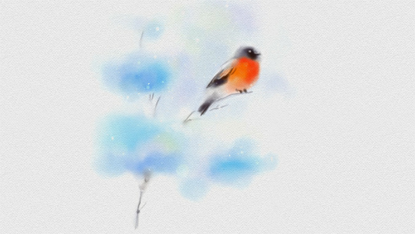 Painted In Watercolor Christmas Card With Bullfinch alt