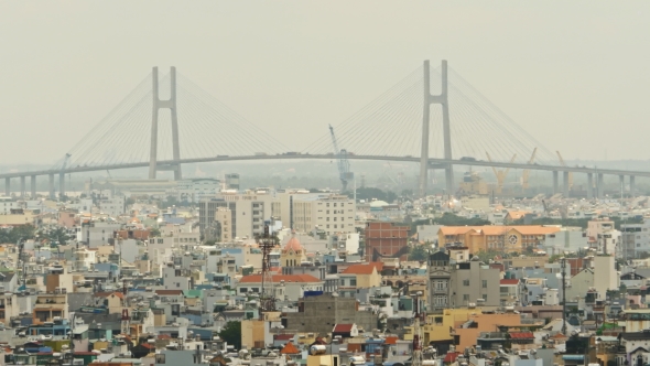 PhuMy Bridge in Ho Chi Minh City, Vietnam