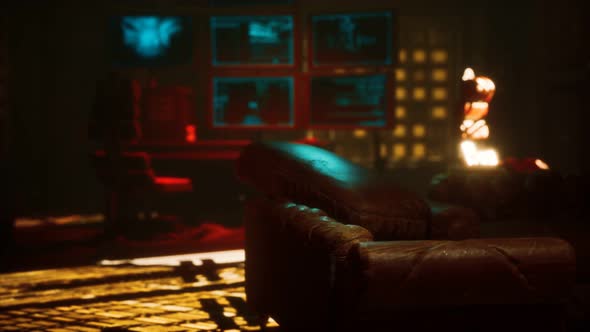 Sci Fi Futuristic Interior with Neon Lights alt