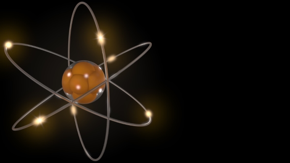 Orange Stylized Atom and Electron Orbits