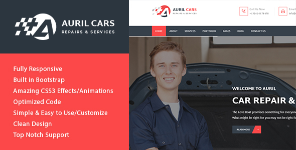 Auril - Car Mechanic Workshop HTML Template