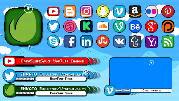 Pixel Social Icons And Lower Thirds alt