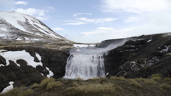 Typical Waterfall in the Iceland