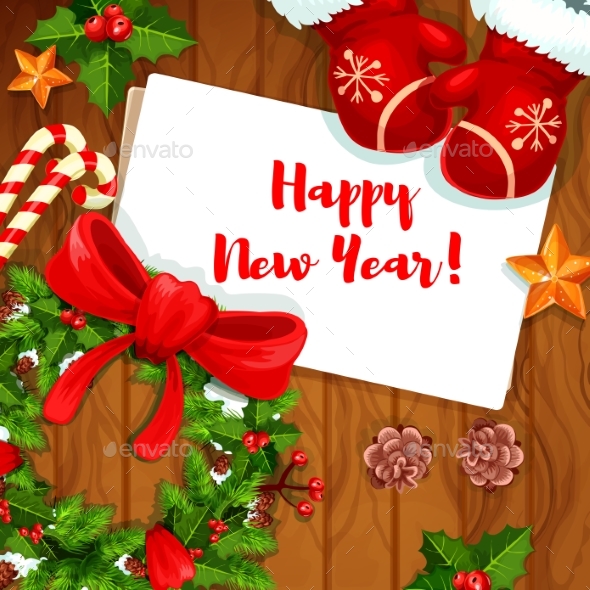 New Year Winter Holiday Greeting Card Design