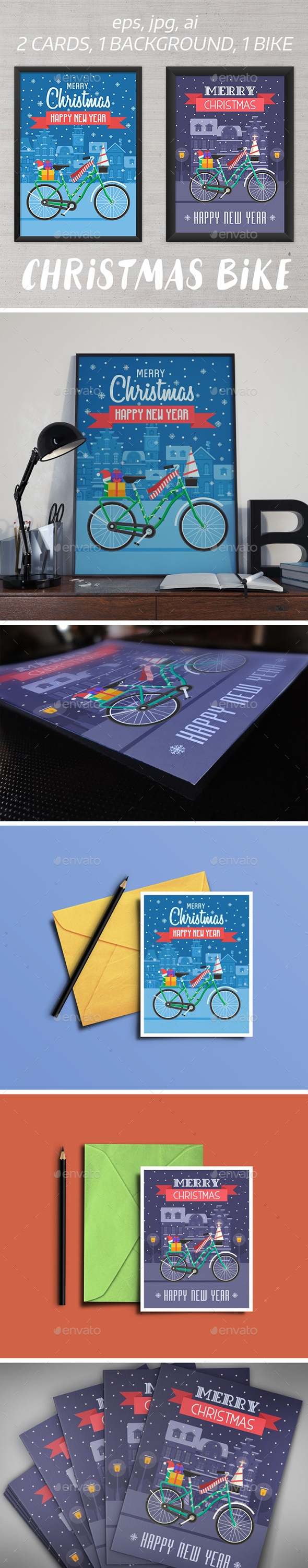 Christmas Bike Greetings Cards