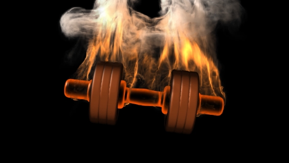 Burning Dumbbell with Alpha Channel