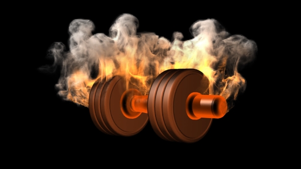 Burning Dumbbell with Alpha Channel alt