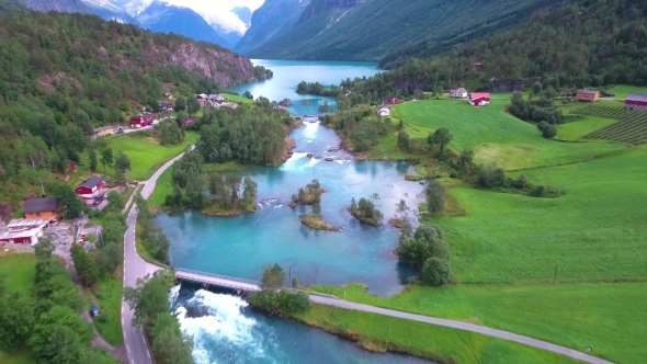 Lovatnet Lake Beautiful Nature Norway.