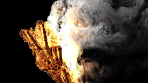 Burning Skeleton Peace Sign with Alpha Channel alt