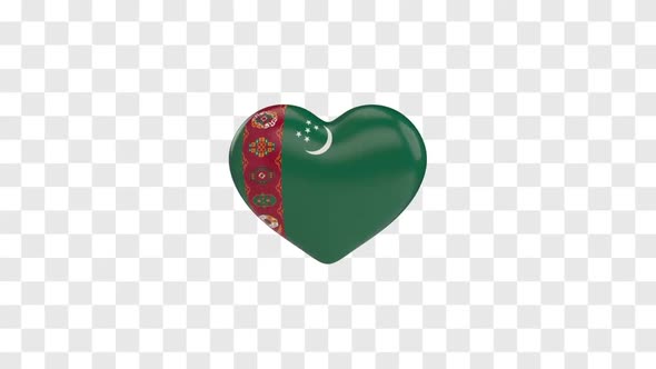 Turkmenistan Flag on a Rotating 3D Heart
