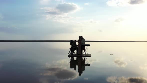 Aerial Footage of a Band Playing Music in the Sea, Reflections of the Sky, 