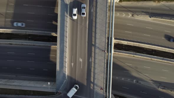 Aerial View From a Drone to a Road Junction in the City