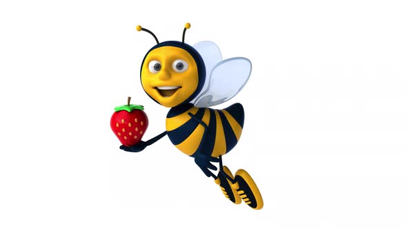 Fun 3D cartoon bee animation with alpha