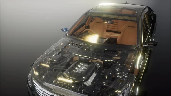 Engine and Other Parts Visible in Car alt