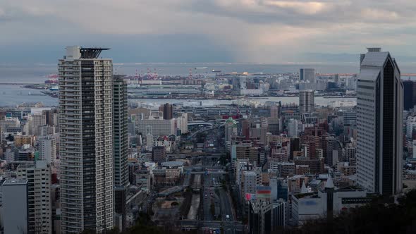 Kobe City High Towers Traffic Baymouth Timelapse